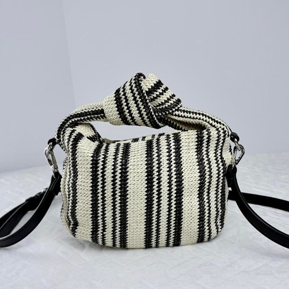 Urban Expressions Tracy Knot woven convertible crossbody clutch black + white